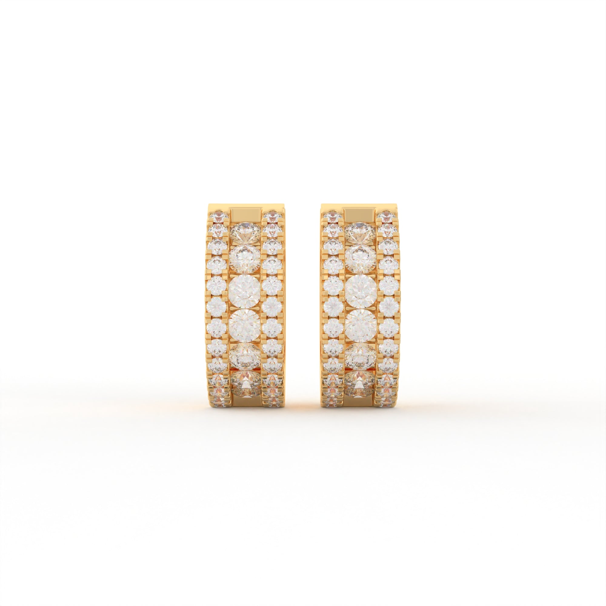 Aarinya Triple-Row Lab-Grown Diamond Statement Huggie Earrings, The Vantage Silhouette Bold Tri-Line Eternity Hoops