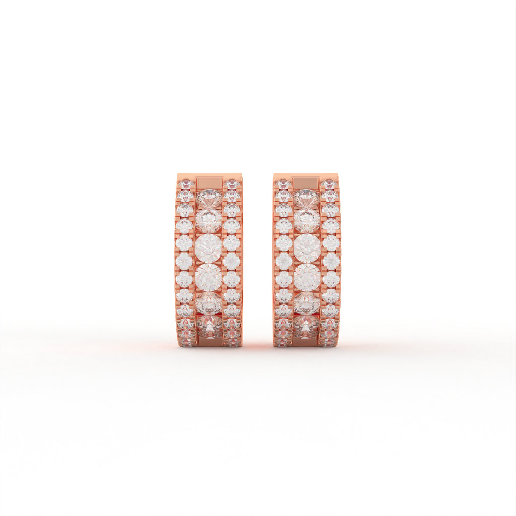 Aarinya Triple-Row Lab-Grown Diamond Statement Huggie Earrings, The Vantage Silhouette Bold Tri-Line Eternity Hoops