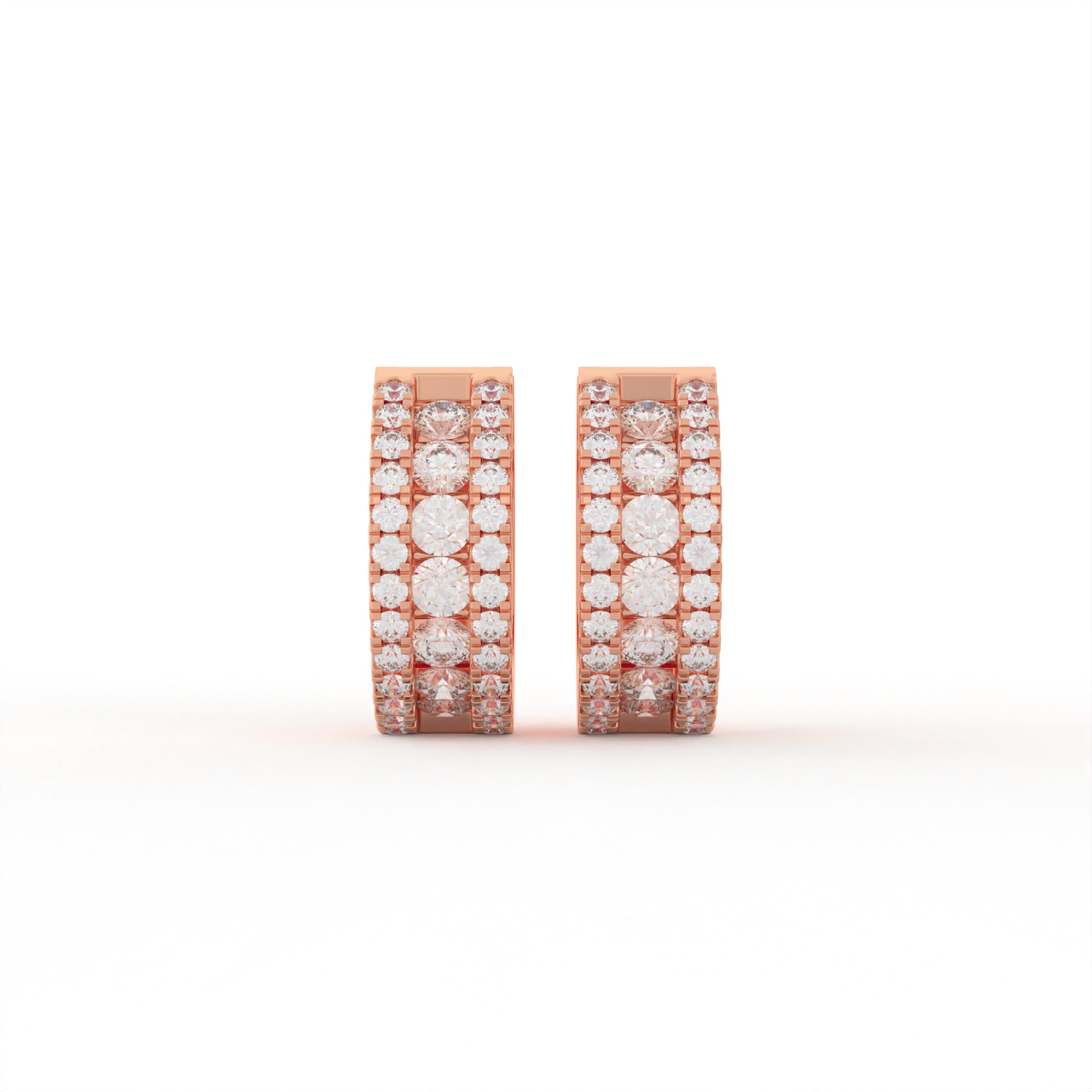Aarinya Triple-Row Lab-Grown Diamond Statement Huggie Earrings, The Vantage Silhouette Bold Tri-Line Eternity Hoops