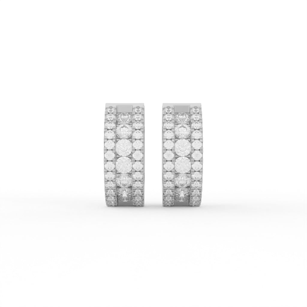 Aarinya Triple-Row Lab-Grown Diamond Statement Huggie Earrings, The Vantage Silhouette Bold Tri-Line Eternity Hoops