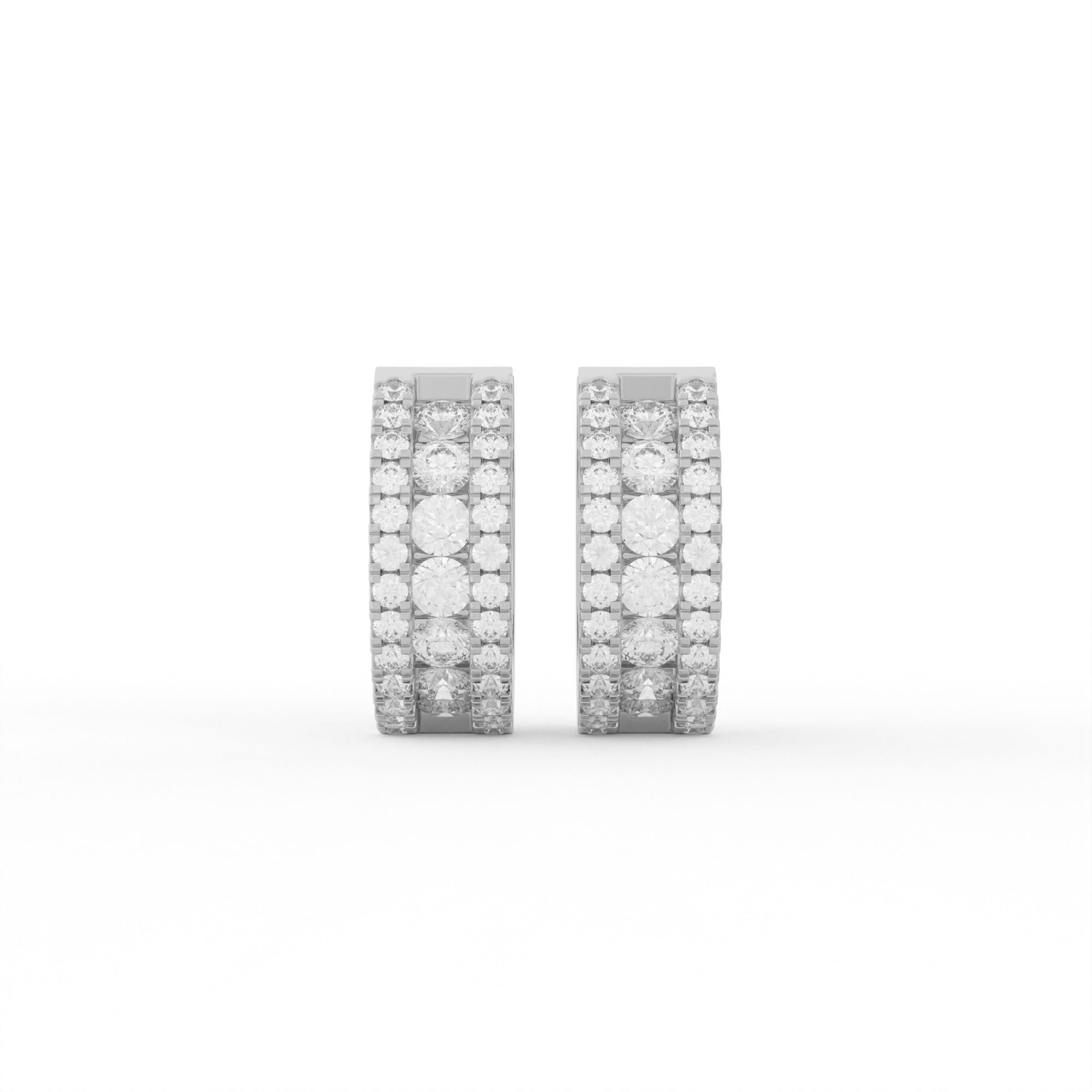 Aarinya Triple-Row Lab-Grown Diamond Statement Huggie Earrings, The Vantage Silhouette Bold Tri-Line Eternity Hoops