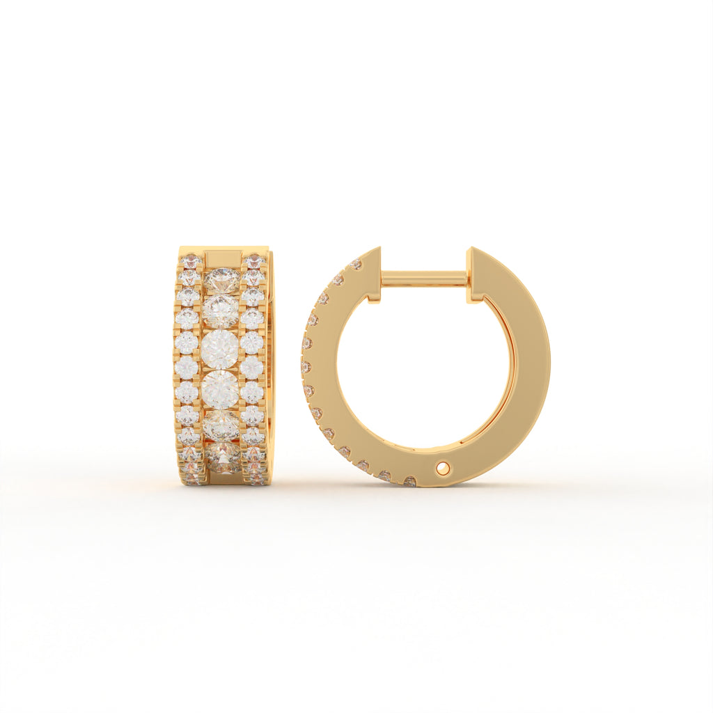 Aarinya Triple-Row Lab-Grown Diamond Statement Huggie Earrings, The Vantage Silhouette Bold Tri-Line Eternity Hoops