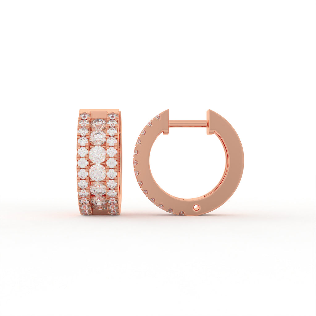 Aarinya Triple-Row Lab-Grown Diamond Statement Huggie Earrings, The Vantage Silhouette Bold Tri-Line Eternity Hoops