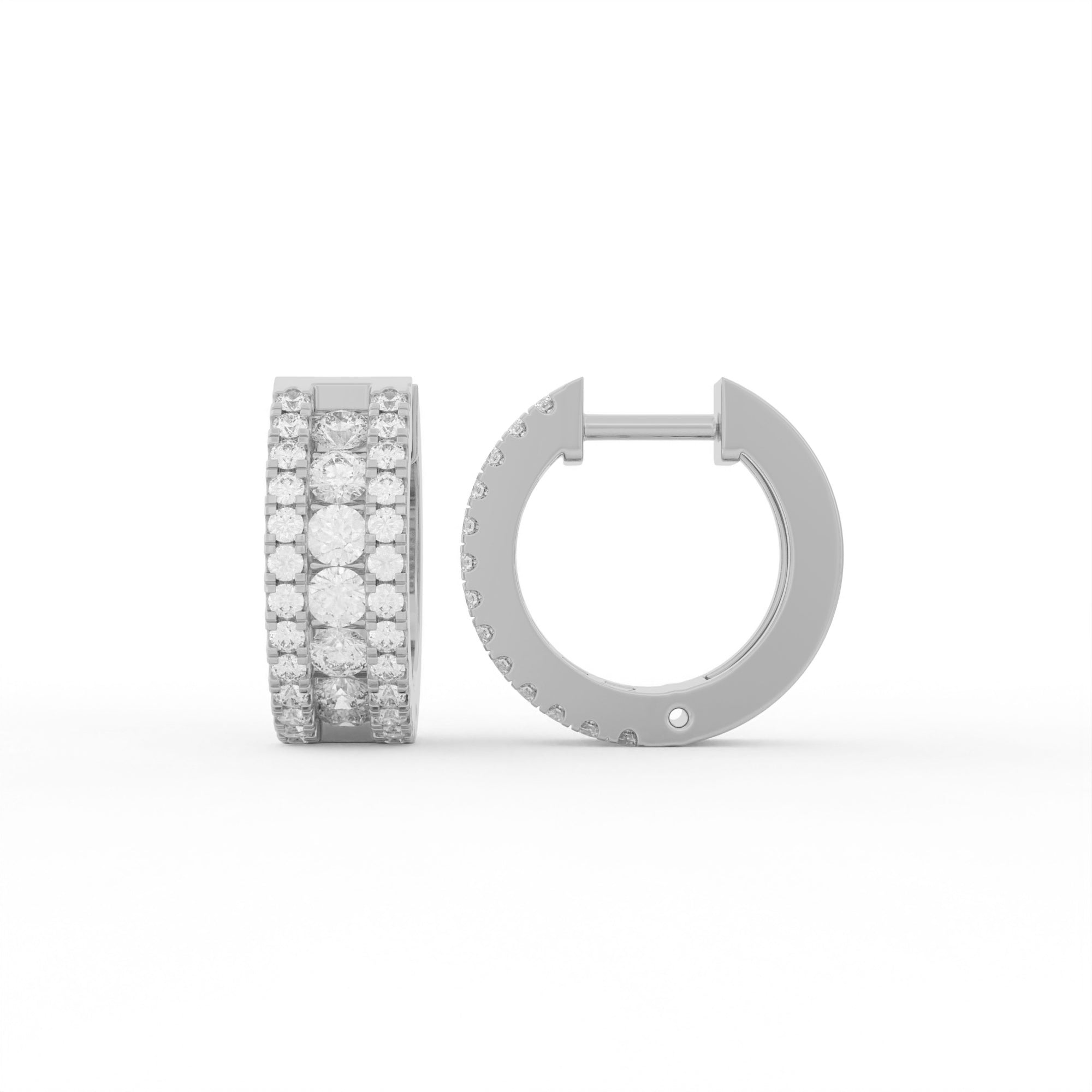 Aarinya Triple-Row Lab-Grown Diamond Statement Huggie Earrings, The Vantage Silhouette Bold Tri-Line Eternity Hoops