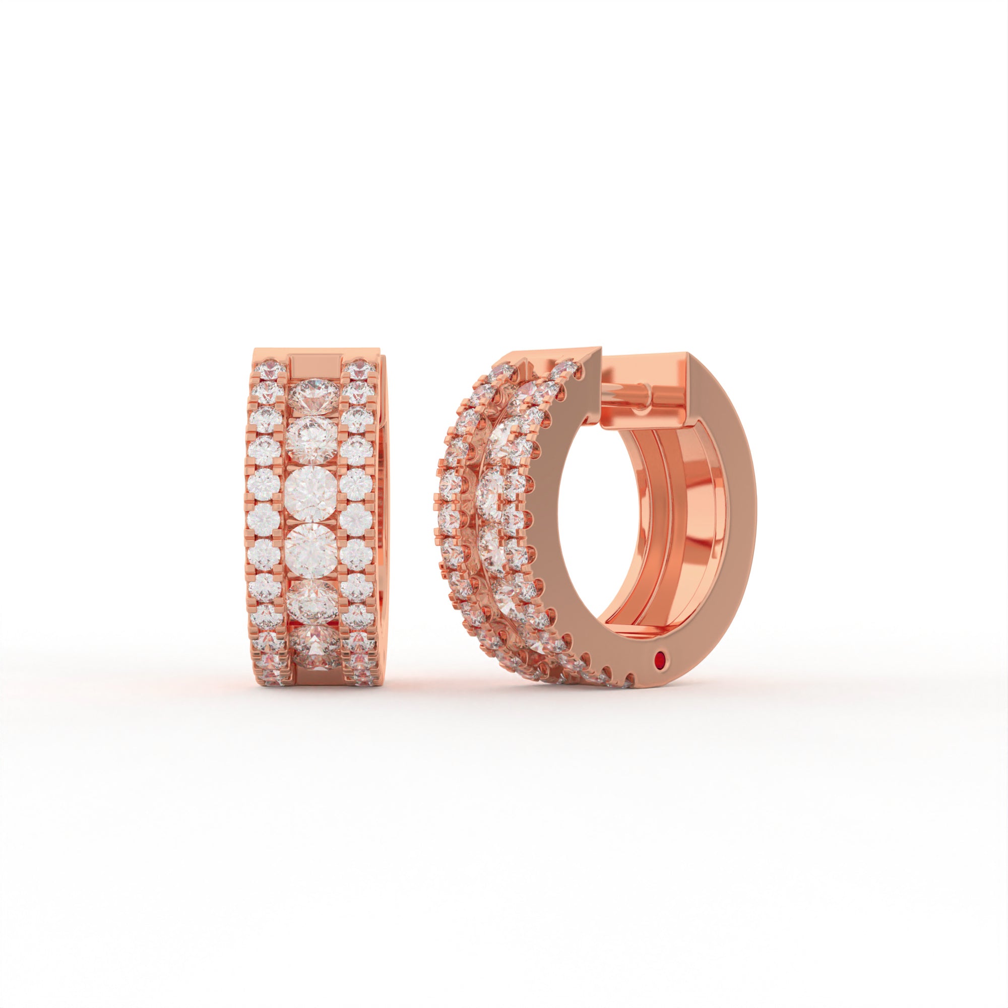 Aarinya Triple-Row Lab-Grown Diamond Statement Huggie Earrings, The Vantage Silhouette Bold Tri-Line Eternity Hoops