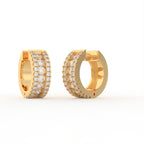 Aarinya Triple-Row Lab-Grown Diamond Statement Huggie Earrings, The Vantage Silhouette Bold Tri-Line Eternity Hoops