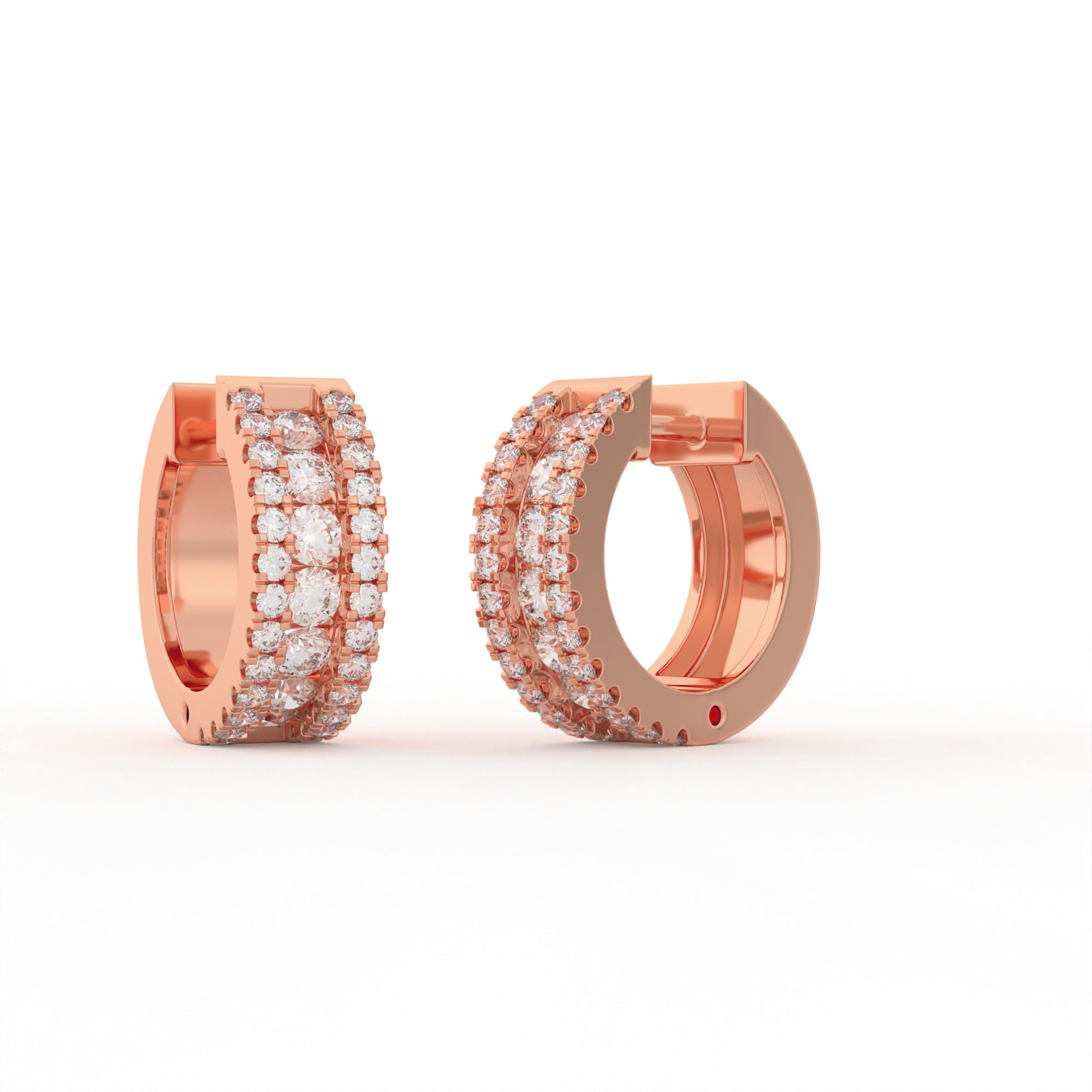 Aarinya Triple-Row Lab-Grown Diamond Statement Huggie Earrings, The Vantage Silhouette Bold Tri-Line Eternity Hoops