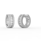 Aarinya Triple-Row Lab-Grown Diamond Statement Huggie Earrings, The Vantage Silhouette Bold Tri-Line Eternity Hoops
