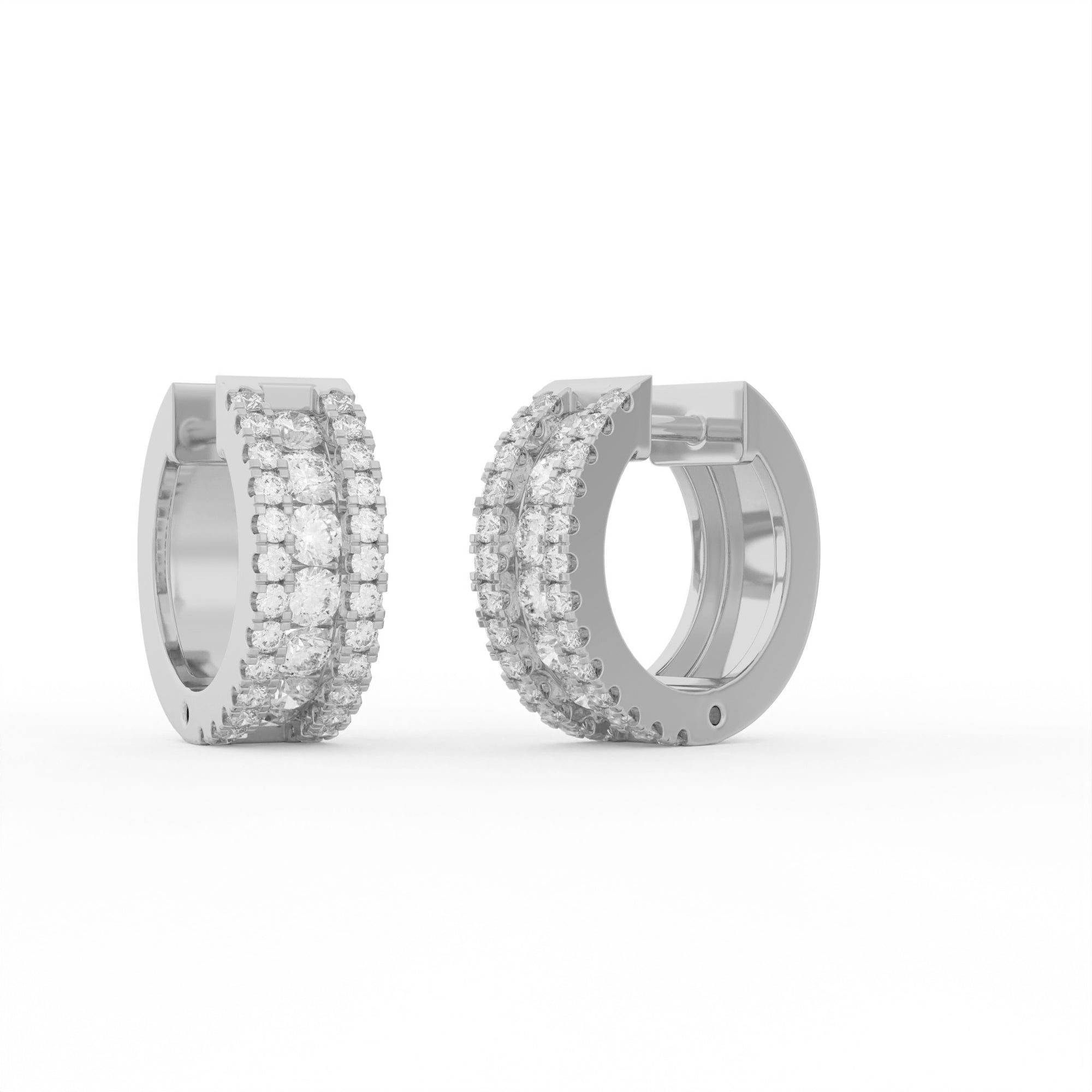 Aarinya Triple-Row Lab-Grown Diamond Statement Huggie Earrings, The Vantage Silhouette Bold Tri-Line Eternity Hoops