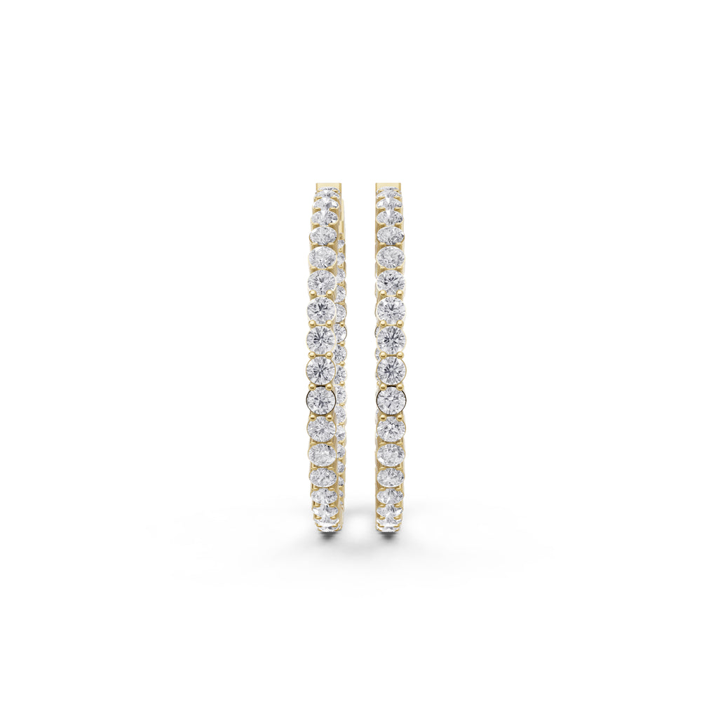 Aarinya Shared-Prong Diamond Hoop Earrings, The Single-Row Shared-Prong Inside-Out Diamond Hoops