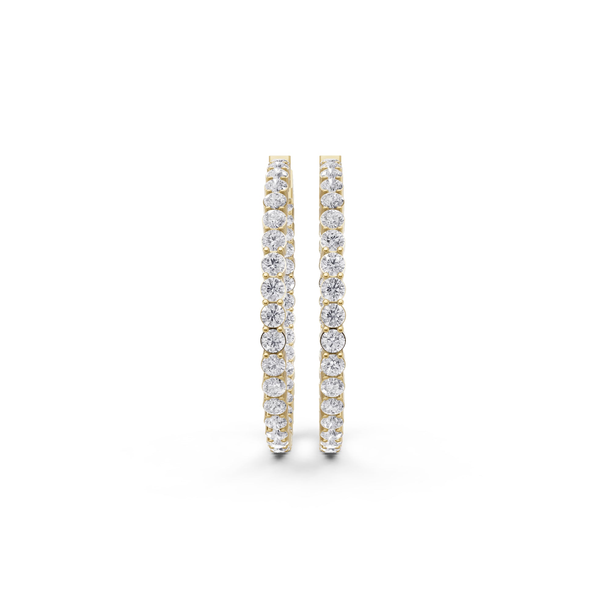 Aarinya Shared-Prong Diamond Hoop Earrings, The Single-Row Shared-Prong Inside-Out Diamond Hoops