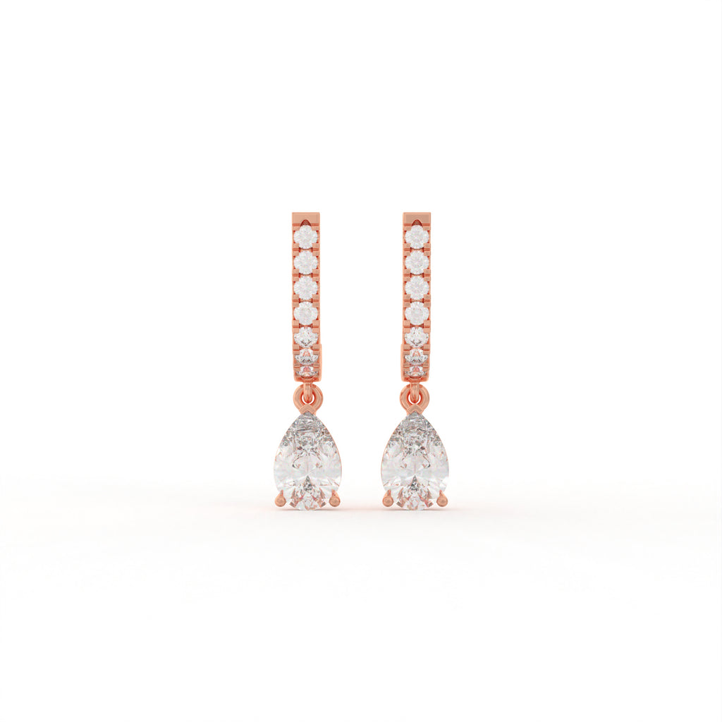 Aarinya Pear-Cut Solitaire Linear Diamond Drop Earrings, The Vantage Silhouette Teardrop Drop Earring