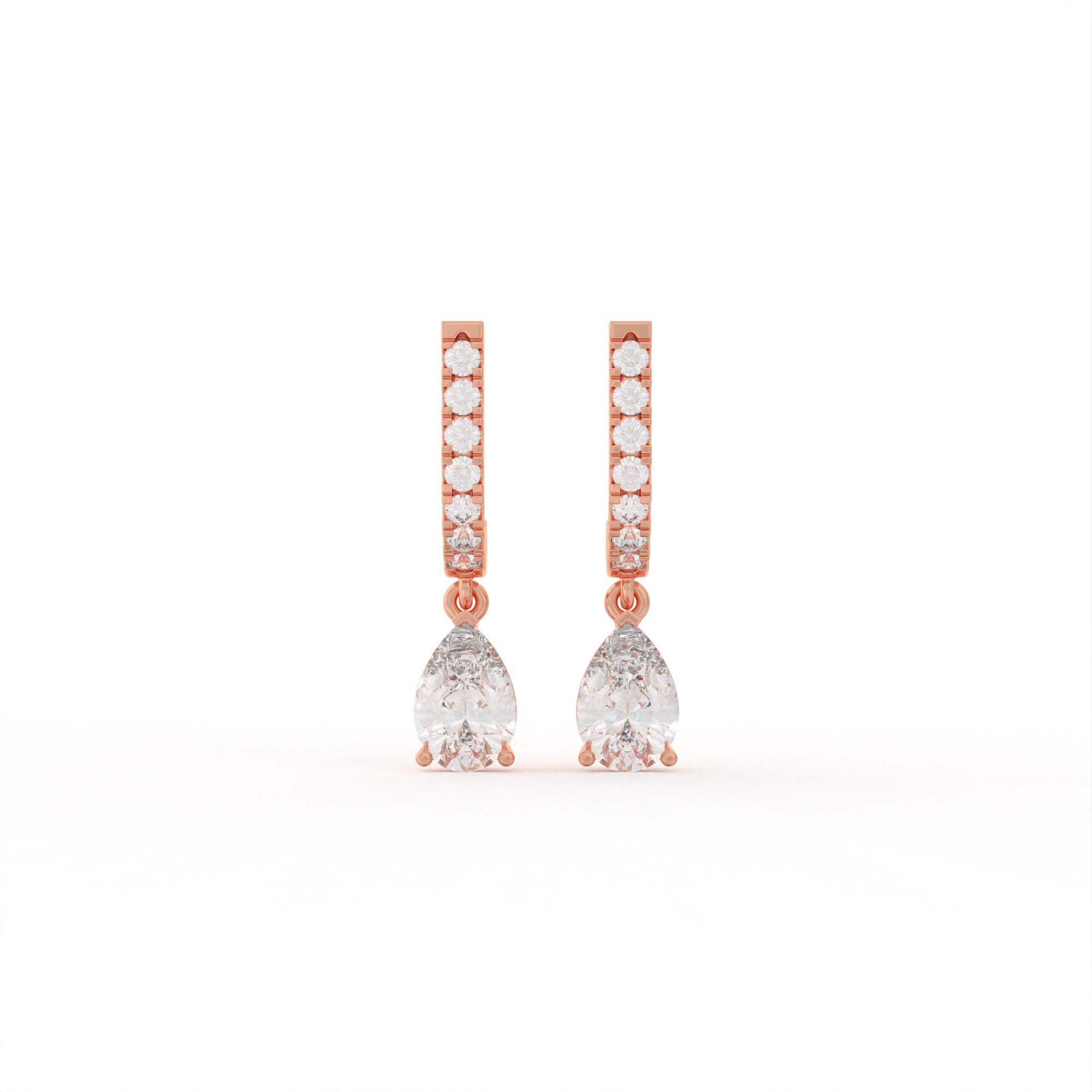 Aarinya Pear-Cut Solitaire Linear Diamond Drop Earrings, The Vantage Silhouette Teardrop Drop Earring