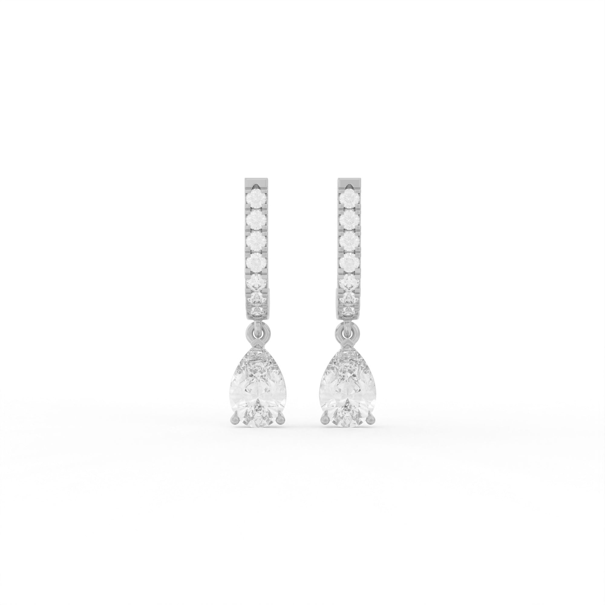 Aarinya Pear-Cut Solitaire Linear Diamond Drop Earrings, The Vantage Silhouette Teardrop Drop Earring