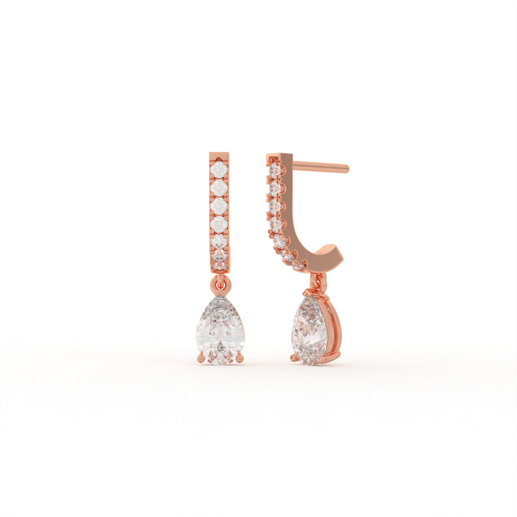 Aarinya Pear-Cut Solitaire Linear Diamond Drop Earrings, The Vantage Silhouette Teardrop Drop Earring