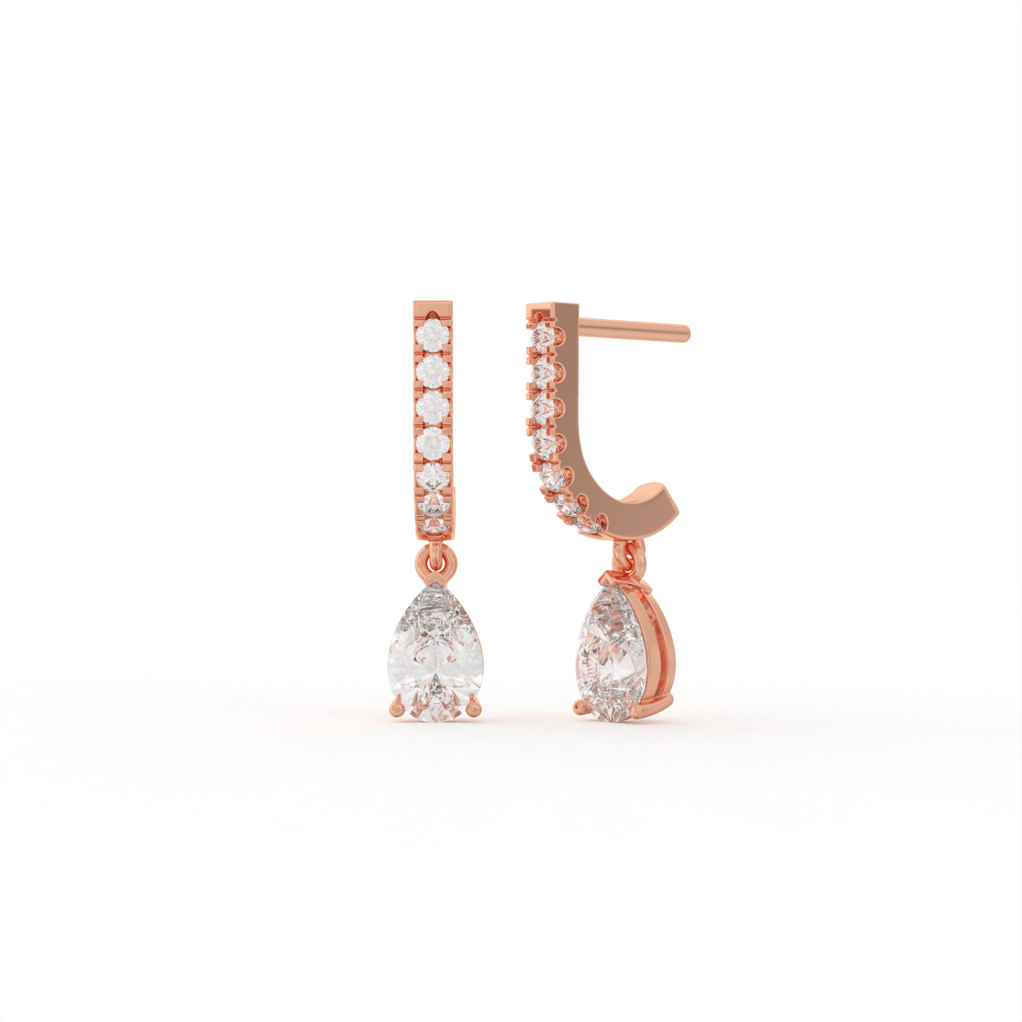 Aarinya Pear-Cut Solitaire Linear Diamond Drop Earrings, The Vantage Silhouette Teardrop Drop Earring