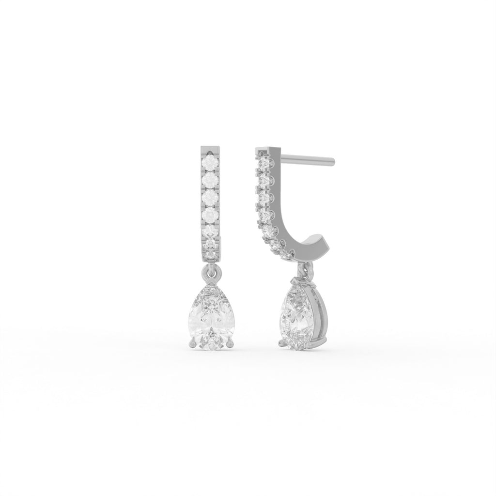 Aarinya Pear-Cut Solitaire Linear Diamond Drop Earrings, The Vantage Silhouette Teardrop Drop Earring