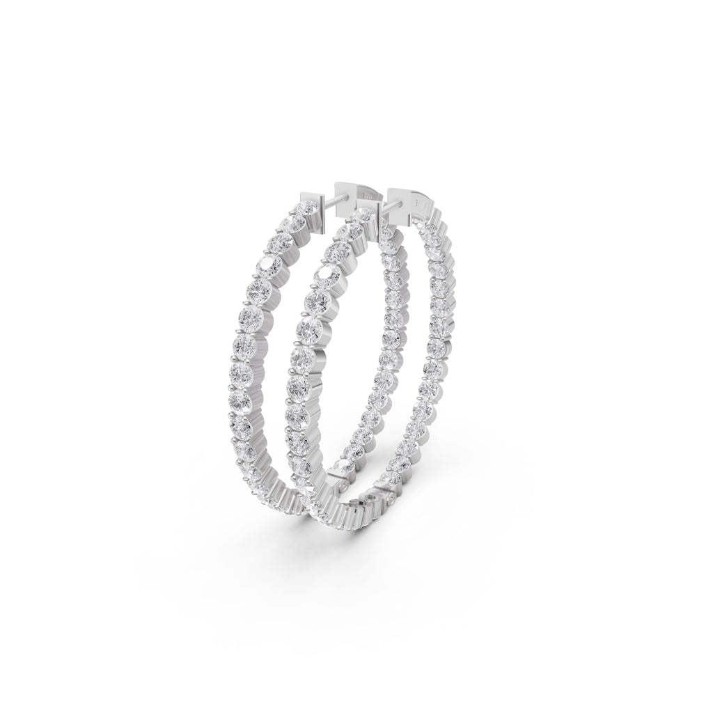 Aarinya Shared-Prong Diamond Hoop Earrings, The Single-Row Shared-Prong Inside-Out Diamond Hoops