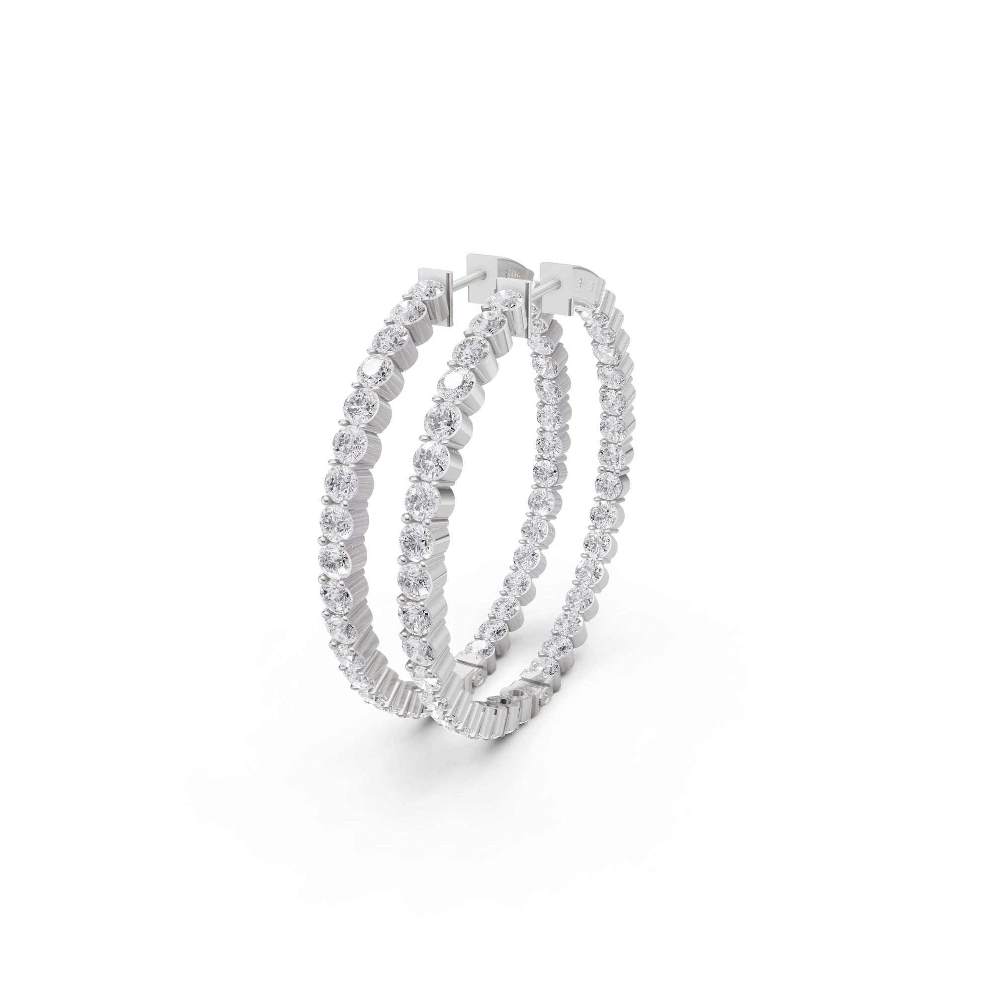 Aarinya Shared-Prong Diamond Hoop Earrings, The Single-Row Shared-Prong Inside-Out Diamond Hoops