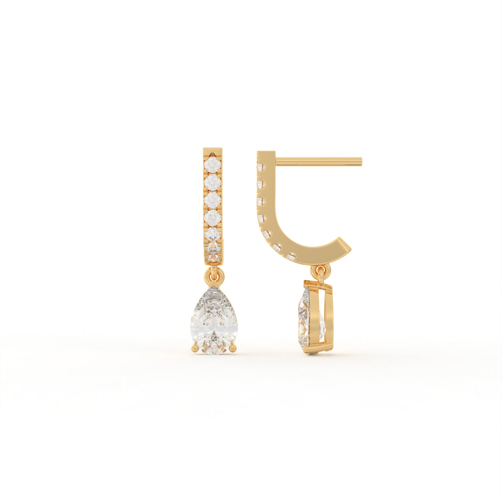 Aarinya Pear-Cut Solitaire Linear Diamond Drop Earrings, The Vantage Silhouette Teardrop Drop Earring