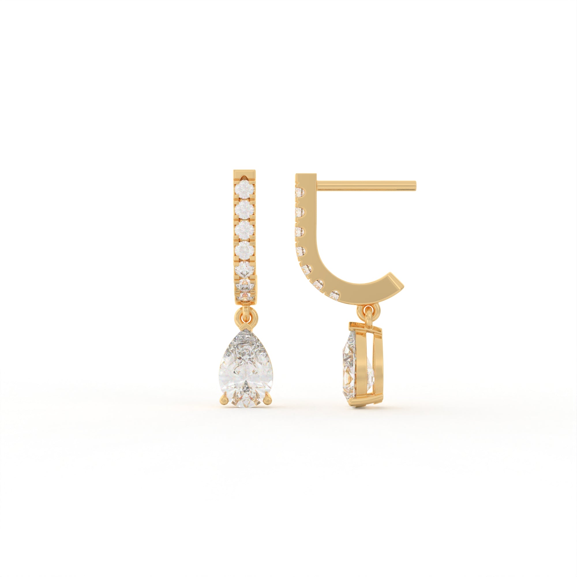 Aarinya Pear-Cut Solitaire Linear Diamond Drop Earrings, The Vantage Silhouette Teardrop Drop Earring