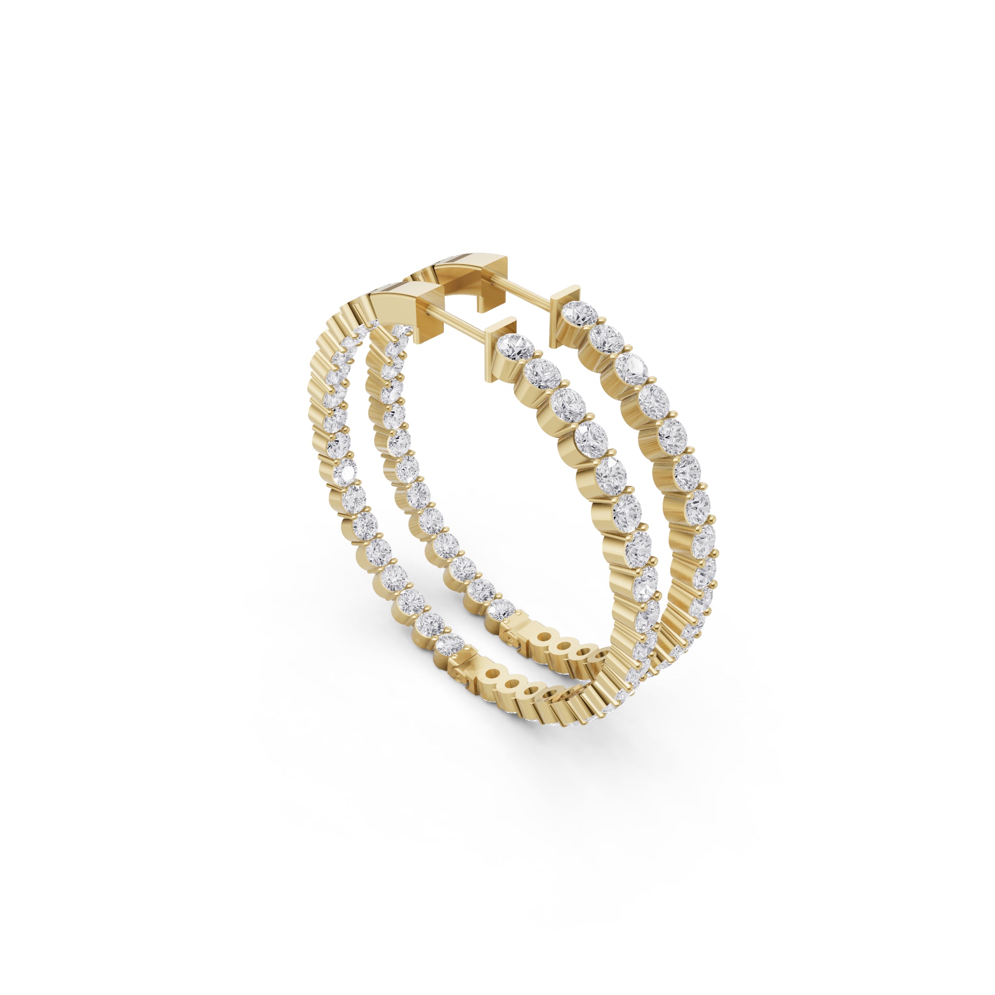 Aarinya Shared-Prong Diamond Hoop Earrings