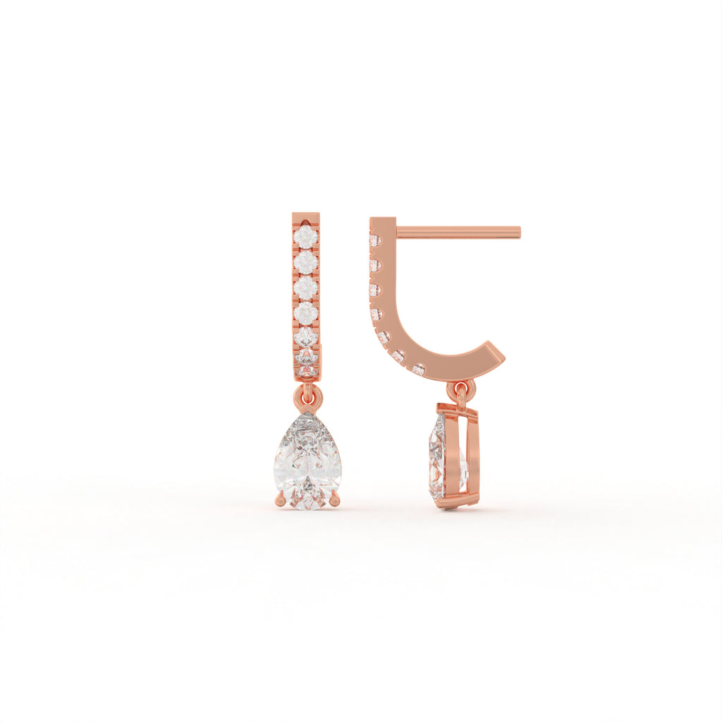 Aarinya Pear-Cut Solitaire Linear Diamond Drop Earrings, The Vantage Silhouette Teardrop Drop Earring