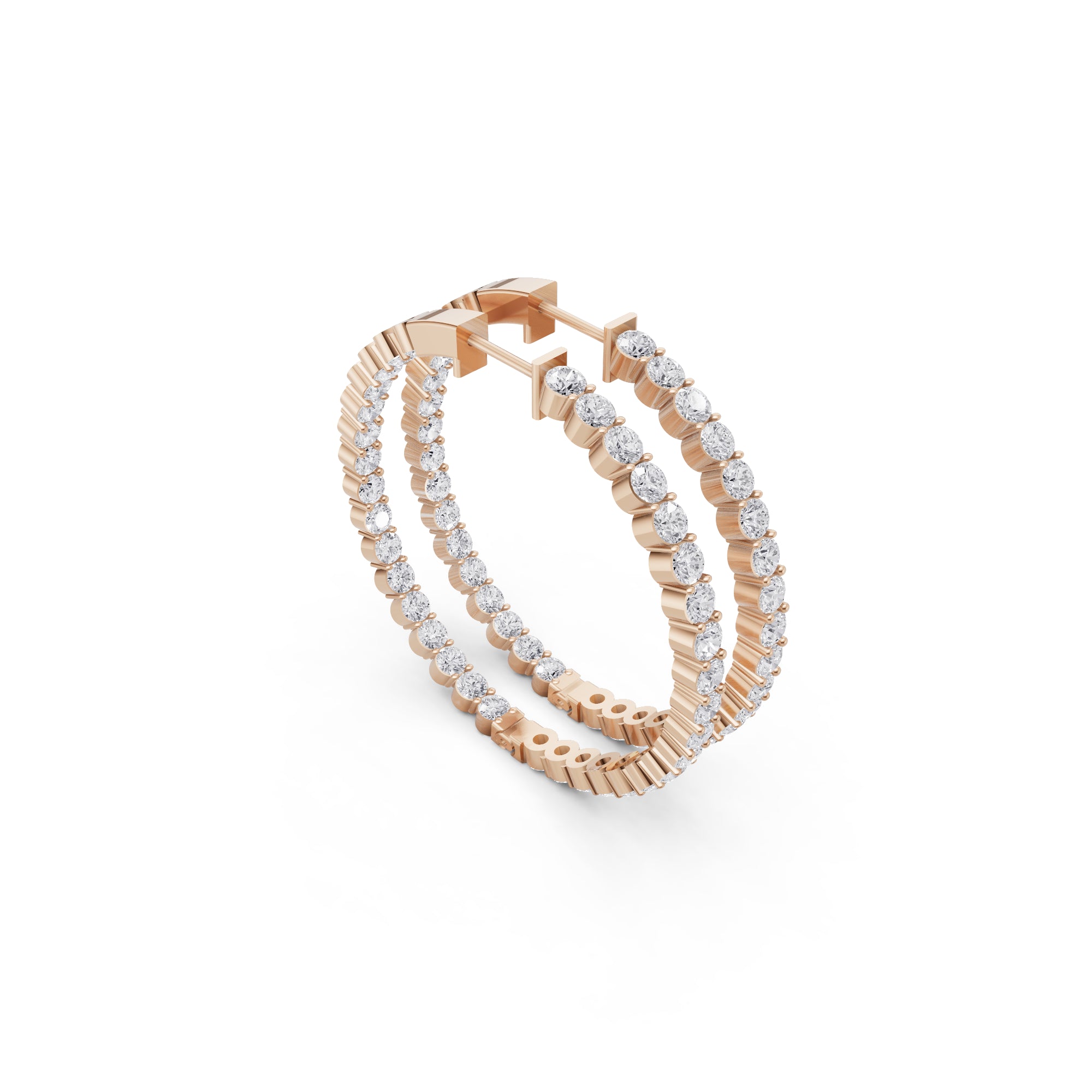 Aarinya Shared-Prong Diamond Hoop Earrings, The Single-Row Shared-Prong Inside-Out Diamond Hoops