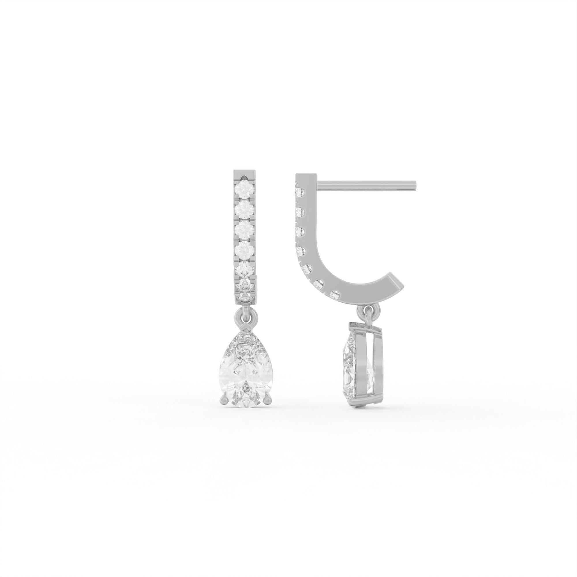 Aarinya Pear-Cut Solitaire Linear Diamond Drop Earrings, The Vantage Silhouette Teardrop Drop Earring