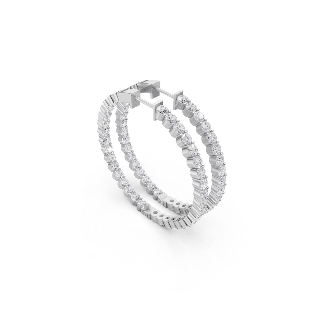 Aarinya Shared-Prong Diamond Hoop Earrings, The Single-Row Shared-Prong Inside-Out Diamond Hoops