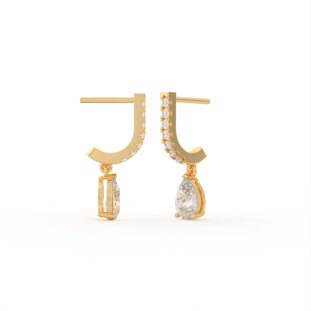 Aarinya Pear-Cut Solitaire Linear Diamond Drop Earrings, The Vantage Silhouette Teardrop Drop Earring