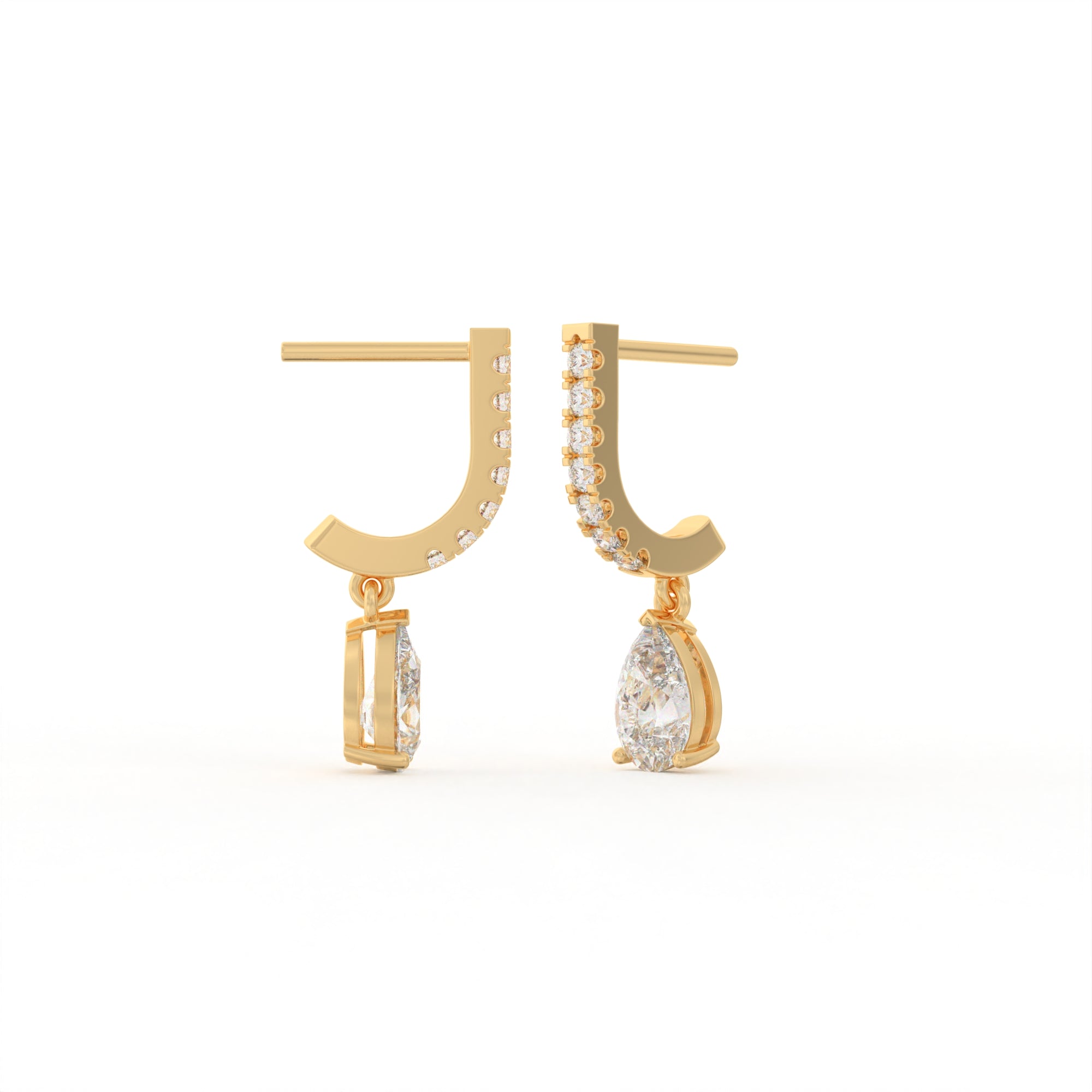Aarinya Pear-Cut Solitaire Linear Diamond Drop Earrings, The Vantage Silhouette Teardrop Drop Earring