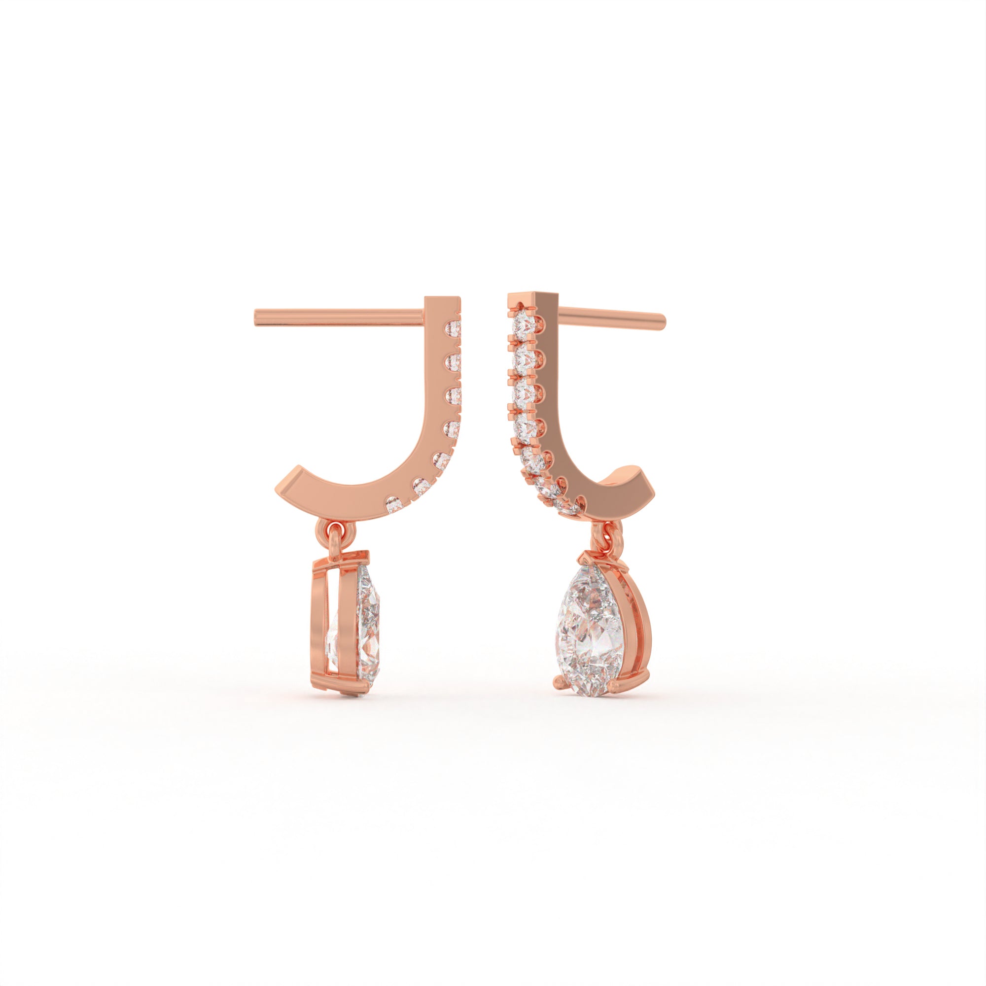 Aarinya Pear-Cut Solitaire Linear Diamond Drop Earrings, The Vantage Silhouette Teardrop Drop Earring
