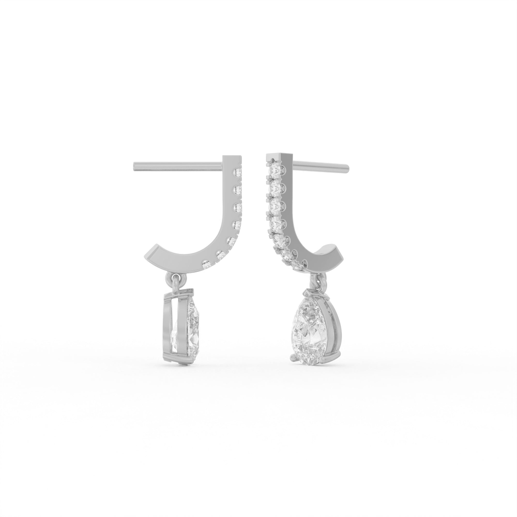 Aarinya Pear-Cut Solitaire Linear Diamond Drop Earrings, The Vantage Silhouette Teardrop Drop Earring