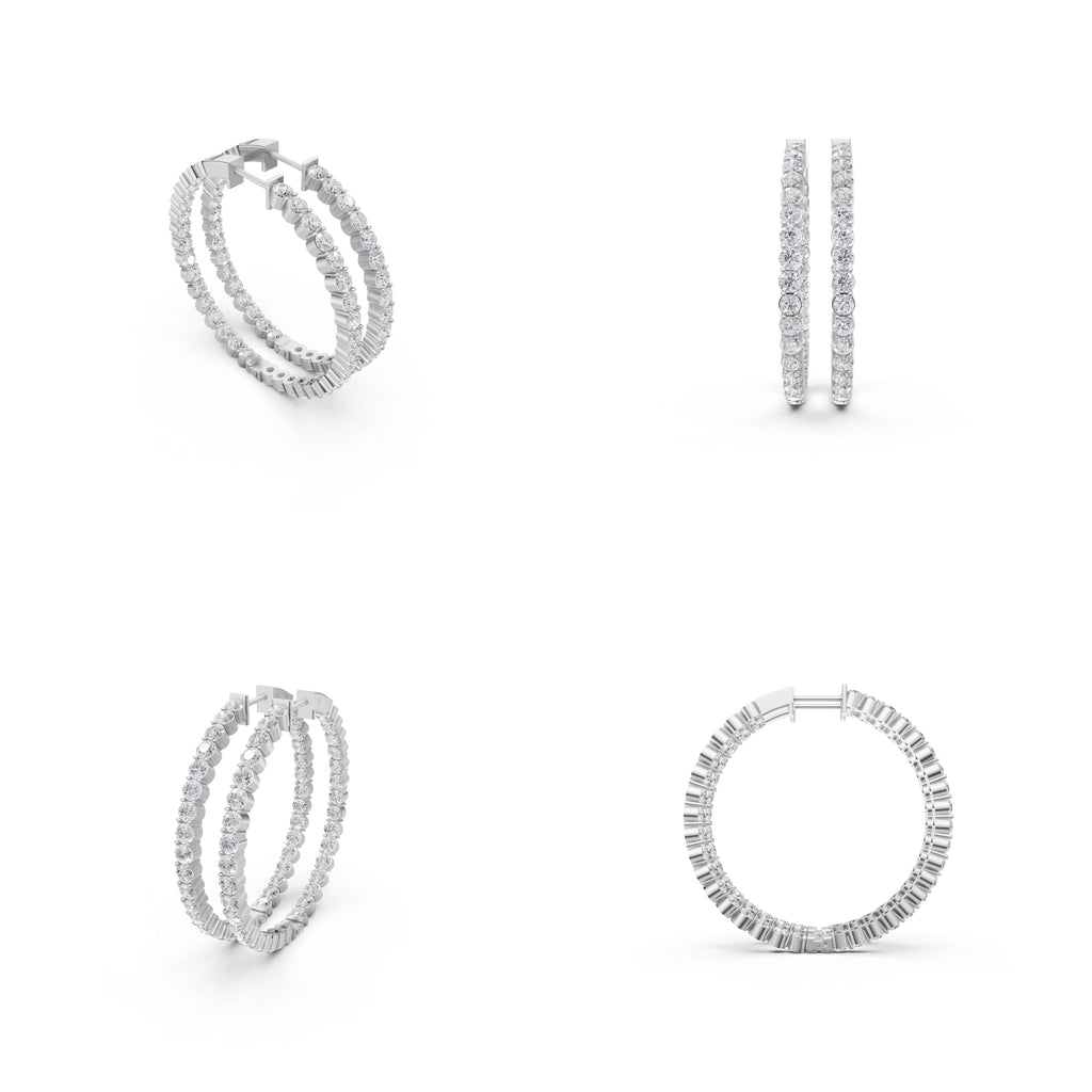 Aarinya Shared-Prong Diamond Hoop Earrings, The Single-Row Shared-Prong Inside-Out Diamond Hoops
