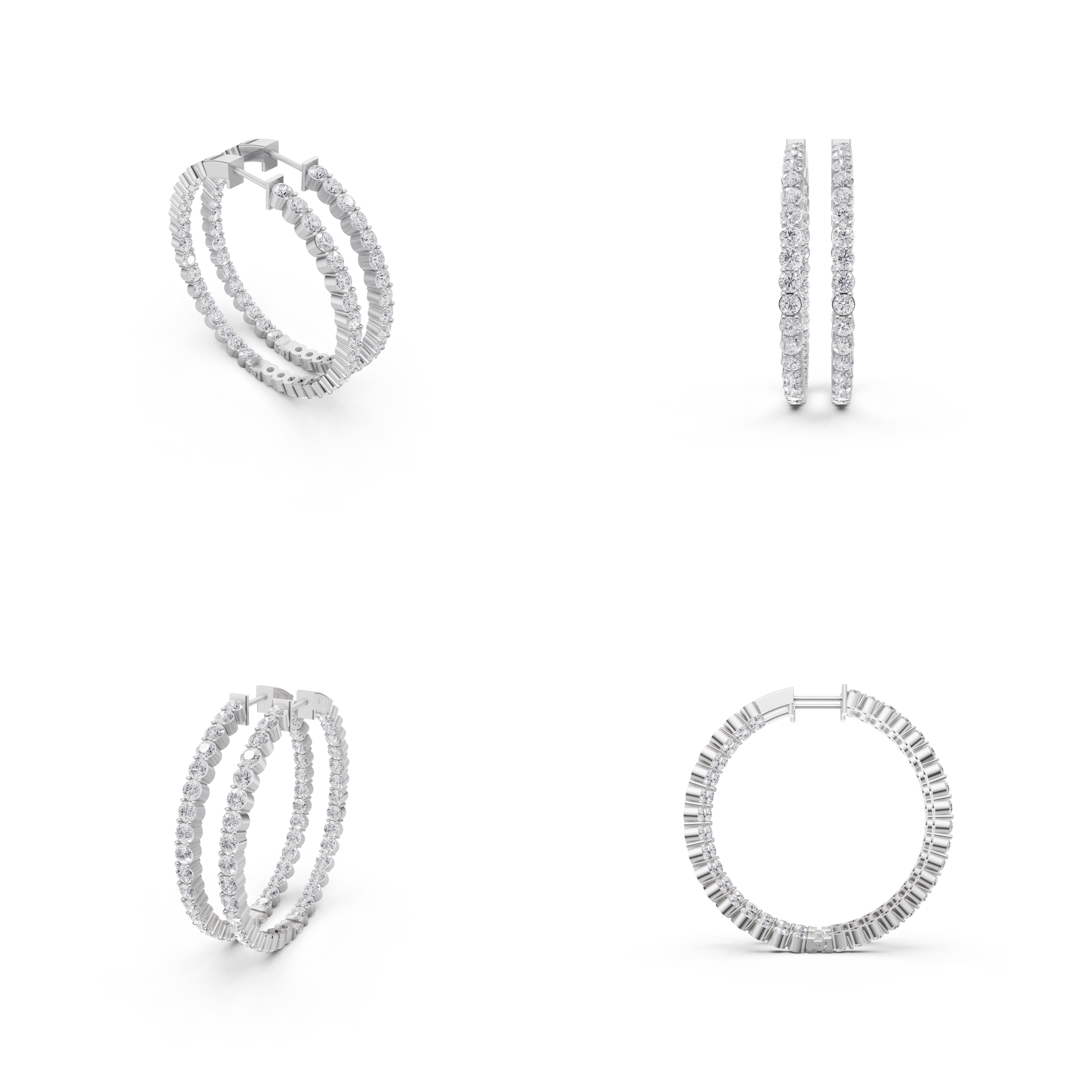 Aarinya Shared-Prong Diamond Hoop Earrings, The Single-Row Shared-Prong Inside-Out Diamond Hoops