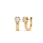 Aarinya Floral Cluster Double-Row Diamond Huggie Earrings, The Centurion Minimalist Split-Shank Flower Cluster Hoops