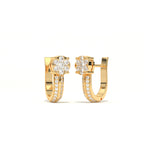 Aarinya Floral Cluster Double-Row Diamond Huggie Earrings, The Centurion Minimalist Split-Shank Flower Cluster Hoops