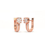 Aarinya Floral Cluster Double-Row Diamond Huggie Earrings, The Centurion Minimalist Split-Shank Flower Cluster Hoops