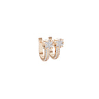 Aarinya Floral Cluster Double-Row Diamond Huggie Earrings, The Centurion Minimalist Split-Shank Flower Cluster Hoops