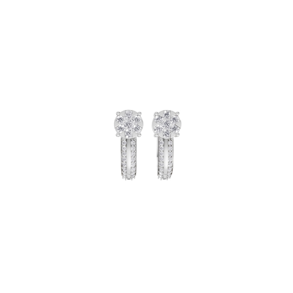 Aarinya Floral Cluster Double-Row Diamond Huggie Earrings, The Centurion Minimalist Split-Shank Flower Cluster Hoops