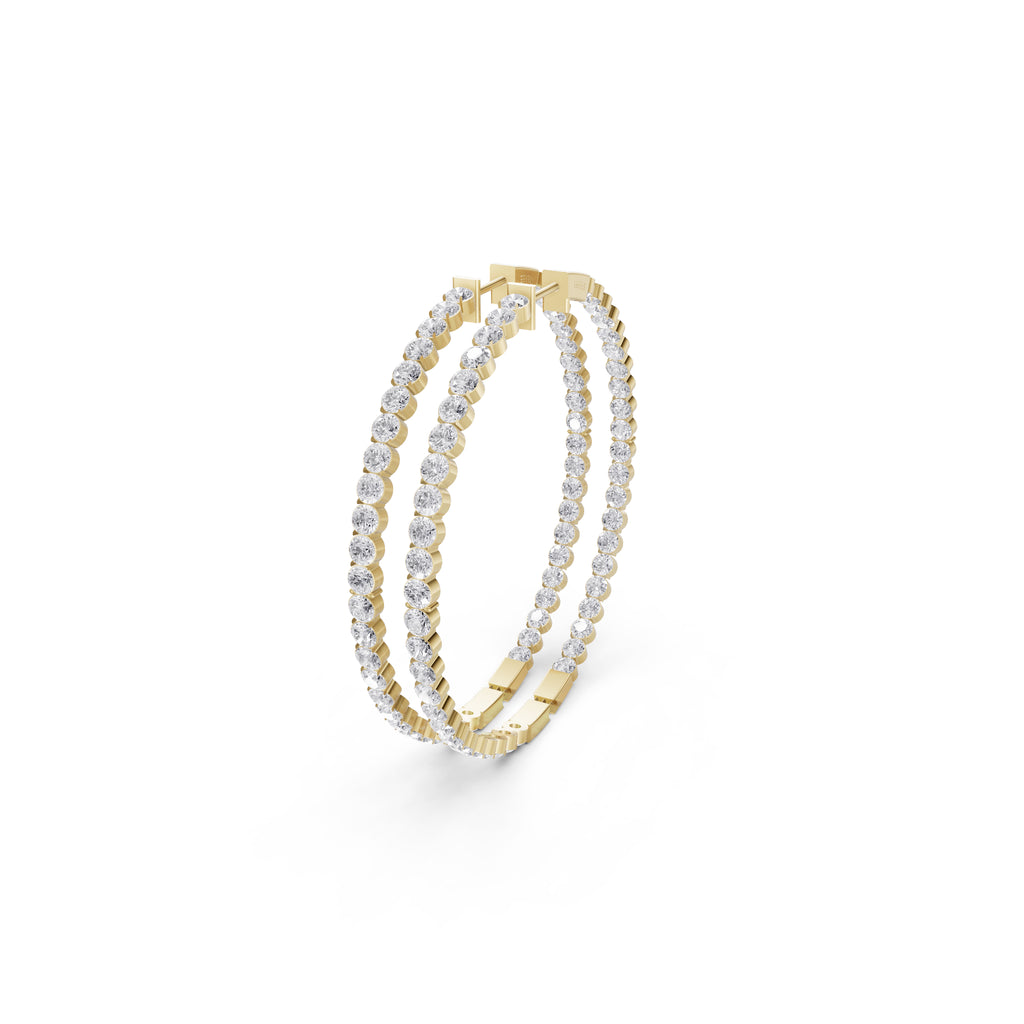 Aarinya Halo Orbit Bezel-Set Lab grown Diamond Hoops, Double-Line Inside-Out Diamond Hoop Earrings