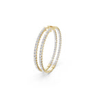 Aarinya Halo Orbit Bezel-Set Lab grown Diamond Hoops, Double-Line Inside-Out Diamond Hoop Earrings