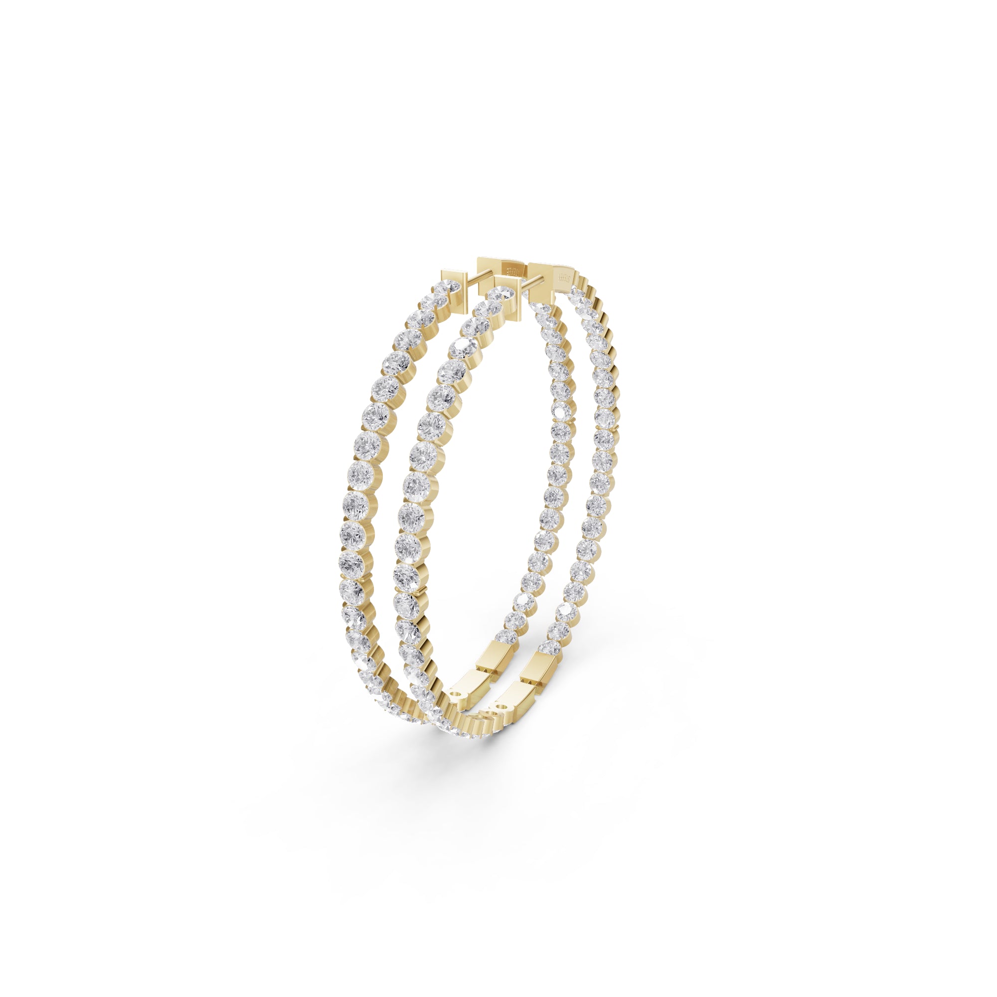 Aarinya Halo Orbit Bezel-Set Lab grown Diamond Hoops, Double-Line Inside-Out Diamond Hoop Earrings