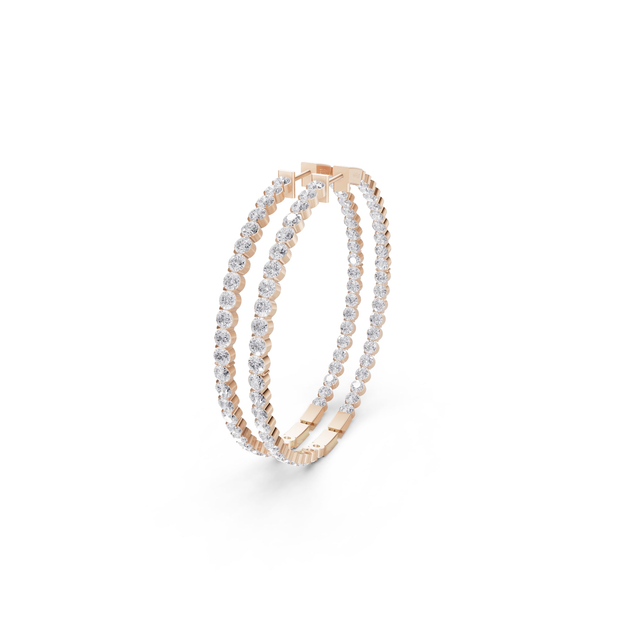Aarinya Halo Orbit Bezel-Set Lab grown Diamond Hoops, Double-Line Inside-Out Diamond Hoop Earrings