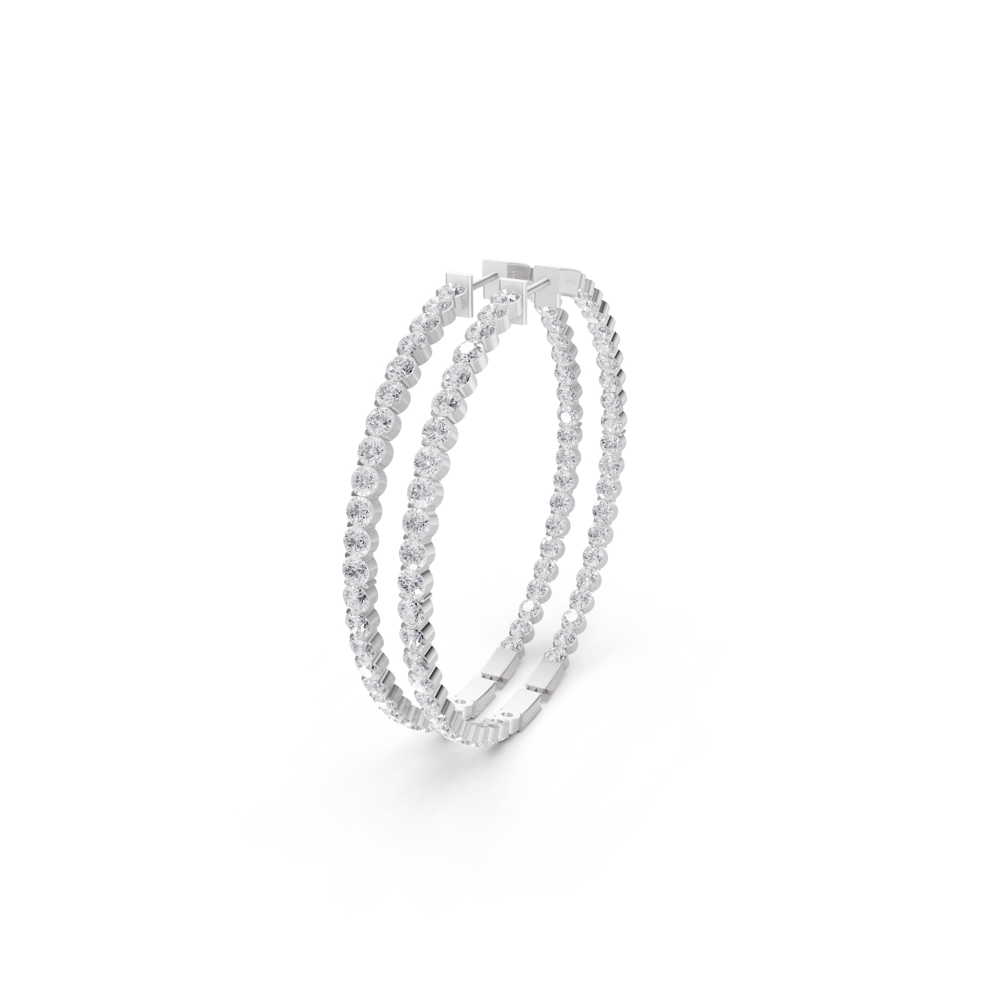 Aarinya Halo Orbit Bezel-Set Lab grown Diamond Hoops, Double-Line Inside-Out Diamond Hoop Earrings