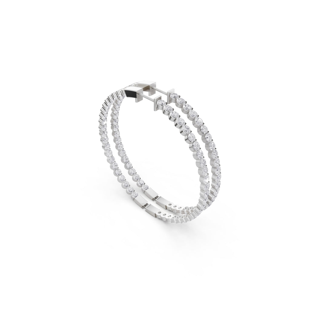 Aarinya Halo Orbit Bezel-Set Lab grown Diamond Hoops, Double-Line Inside-Out Diamond Hoop Earrings