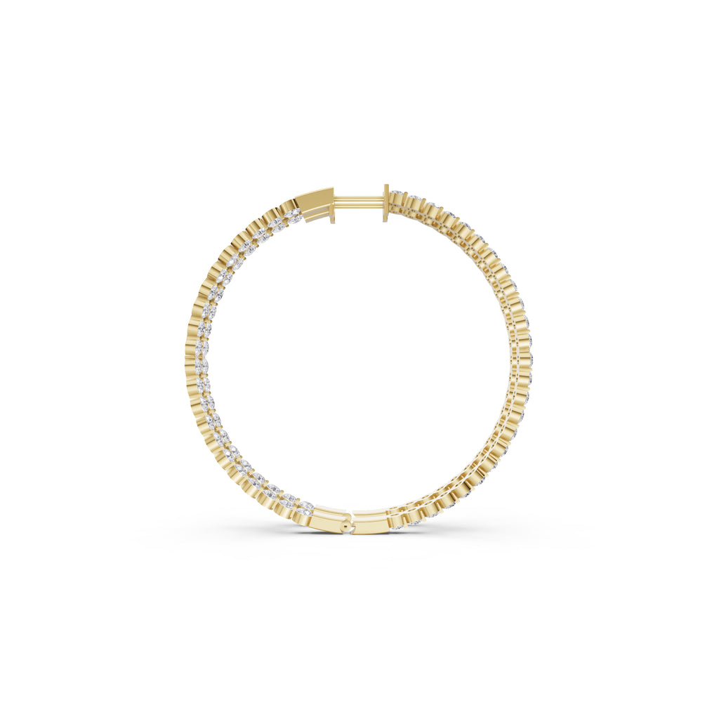 Aarinya Halo Orbit Bezel-Set Lab grown Diamond Hoops, Double-Line Inside-Out Diamond Hoop Earrings