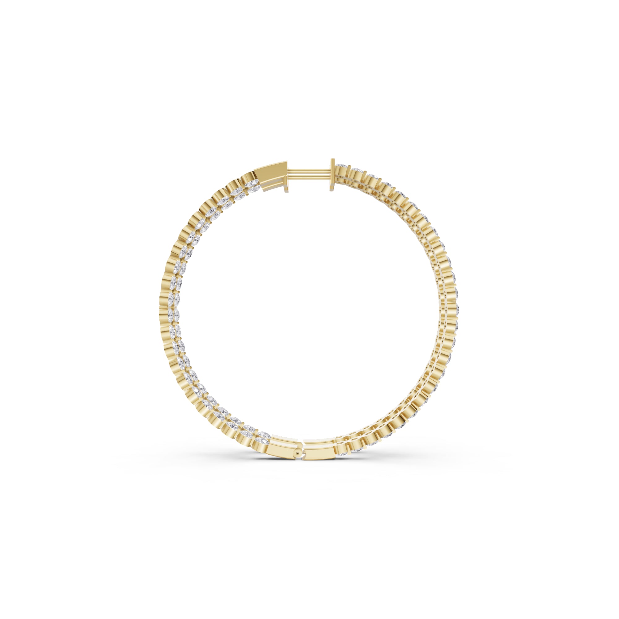 Aarinya Halo Orbit Bezel-Set Lab grown Diamond Hoops, Double-Line Inside-Out Diamond Hoop Earrings