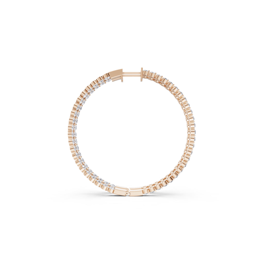 Aarinya Halo Orbit Bezel-Set Lab grown Diamond Hoops, Double-Line Inside-Out Diamond Hoop Earrings